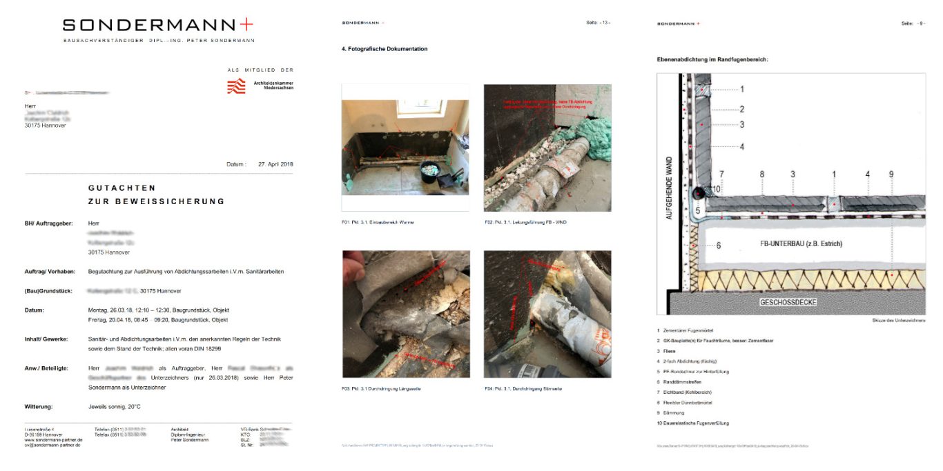 Beweissicherung Dokumentationen zur Beweissicherung